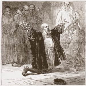 Lord Cobham före biskoparna, illustration från The History of Protestantism av James Aitken Wylie (1808-1890), pub. 1878 av English School