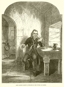 Lord George Gordon en fånge i Towern i London av English School