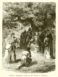 Ludvig IX utdelar rättvisa i skogen i Vincennes av English School