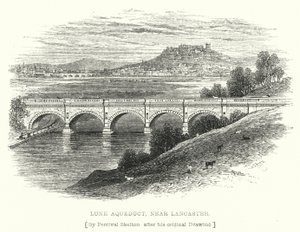 Lune Aqueduct, nära Lancaster (gravyr) av English School