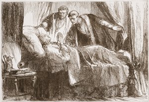 Luther på sin dödsbädd, illustration från The History of Protestantism av James Aitken Wylie (1808-1890), pub. 1878 av English School