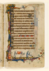 MS 1-2005, fol. 152r: A Rabbit Funeral Procession, marginaldekoration från Macclesfield Psalter, Use of Sarum, East Anglia, ca 1330 av English School