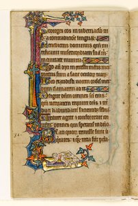 MS 1-2005, fol. 45v: An Ape peering in a Mans Bottom, marginaldekoration från Macclesfield Psalter, Use of Sarum, East Anglia, c.1330 av English School
