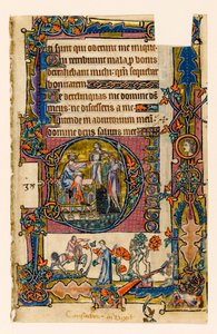MS 1-2005, fol. 58r: Saul skickar Doeg för att döda prästerna i Nob, historisk initial från Macclesfield Psalter, Use of Sarum, East Anglia, ca 1330 av English School