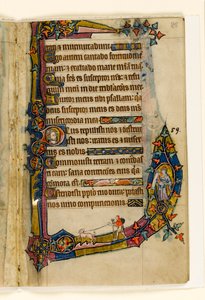 MS 1-2005, fol. 85r: A Penitant with dog, marginell dekoration från Macclesfield Psalter, Use of Sarum, East Anglia, c.1330 av English School