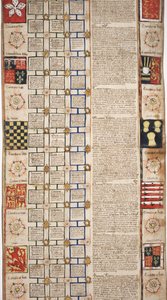 MS Lewis E 201 avsnitt 3, Chronicle of the History of the World from Creation to Woden, med en Genealogy of Edward IV, c.1461 av English School