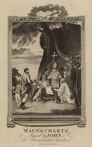 Magna Carta signerad av King John i Runnymede Meadow av English School