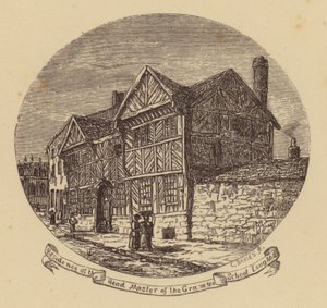 Manchester: Residens för huvudmästaren på Grammar School, Long Mill (gravyr) av English School