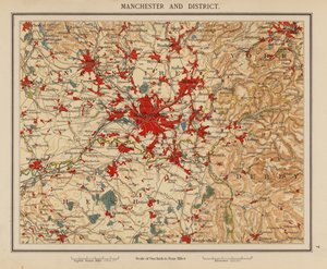 Manchester och omnejd (färglitografi) av English School