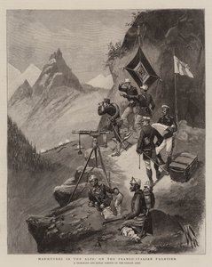 Manövrar i Alperna, vid den fransk-italienska gränsen (gravyr) av English School