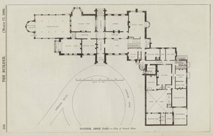 Mansion, Leigh Park, Plan över bottenvåningen (gravyr) av English School