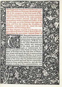 Manuskript med historisk initial "G" och hel sidkant, 1893 av English School