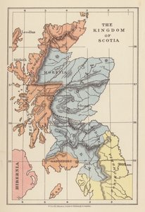 Karta: Konungariket Scotia (färglitografi) av English School