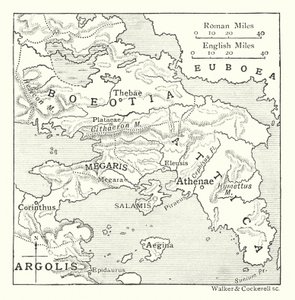 Karta över Attika, med Salamis och Aegina, Boeotia, Megaris och en del av Korinthien och Argolis (litografi) av English School