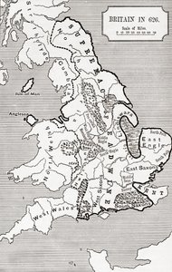 Karta över Storbritannien 626, från The Northumbrian Kingdom 588 till 685 i 