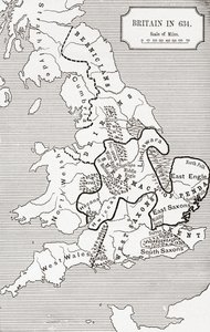 Karta över Storbritannien 634, från The Northumbrian Kingdom 588 till 685 i 