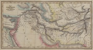 Karta över länder, som nämns i historien om Noah, Abraham och Israels kungar (färgad gravyr) av English School
