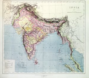 Karta över Indien, publicerad under ledning av överste H.R. Thuillier, R.E., Indiens landmätare, 1877
