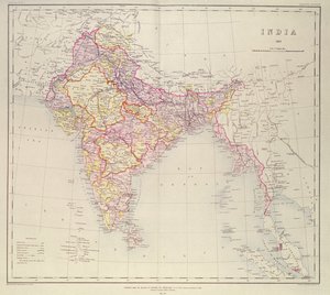 Karta över Indien, publicerad under ledning av överste H.R. Thuillier, R.E., Indiens landmätare, 1882