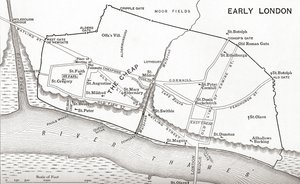 Karta över London på 1000-talet, från 