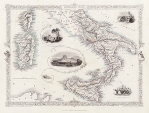 Karta över södra Italien (gravyr) av English School