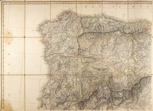 Karta över Spanien som sägs ha använts av hertigen av Wellington av English School