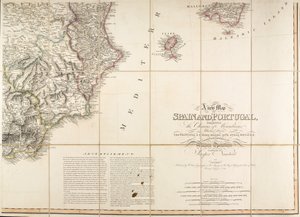 Karta över Spanien som sägs ha använts av hertigen av Wellington av English School