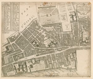 Karta över St Clements Danes och St Mary Savoy, London, med Rolls Liberty och Lincolns Inn