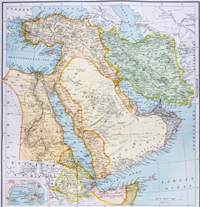 Karta över Turkiet, Afrikas horn i Mellanöstern och Persiska viken på 1890-talet, från 