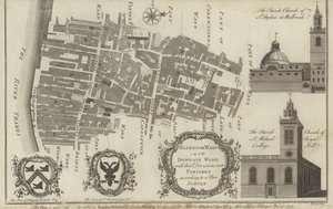 Karta över Walbrook Ward och Dowgate Ward, London