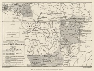 Karta över de brittiska och tyska besittningarna i Afrika (gravyr) av English School