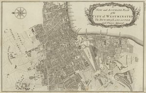 Karta över City of Westminster och hertigdömet Lancaster, London