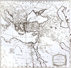 Karta över den östra delen av det romerska imperiet, från "The History of the Decline and Fall of the Roman Empire" Vol 6, av Edward Gibbon, 1808