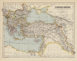 Karta över det ottomanska riket (färglitografi) av English School