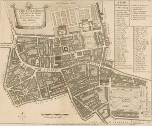 Karta över församlingen St Giles in the Fields, London