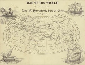 Karta över världen som den såg ut ca 150 år efter Kristi födelse (gravyr) av English School