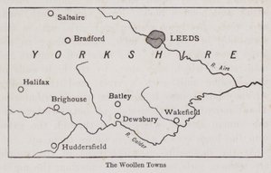Karta som visar Woolen Towns of Yorkshire (litho) av English School