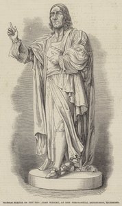 Marmorstaty av pastor John Wesley, vid den teologiska institutionen, Richmond (gravyr) av English School