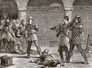 Marcel and the Dauphin of France, illustration från Cassells Illustrated History of England (sepiafoto) av English School