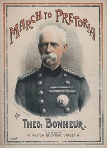 March to Pretoria, omslag till noter med ett porträtt av fältmarskalk Lord Roberts (färglitografi) av English School