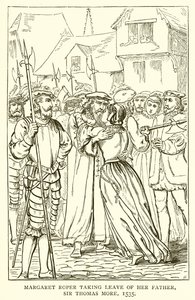 Margaret Roper tar avsked av sin far, Sir Thomas More, 1535 av English School