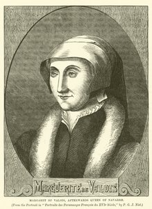 Margareta av Valois, därefter drottning av Navarra (gravyr) av English School