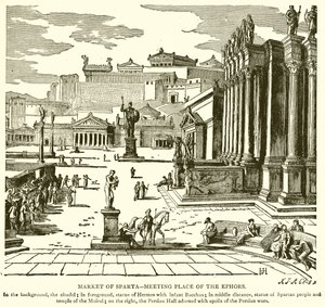 Marknaden i Sparta - Ephors mötesplats av English School