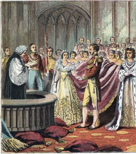 Giftermål mellan drottning Victoria Iere (1819-1901) och prins Albert av Sachsen Cobourg Gotha (Sachsen-Coburg-Gotha) av English School