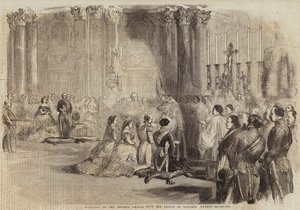 Infanta Amalias bröllop med prinsen av Bayern, Madrid (gravyr) av English School