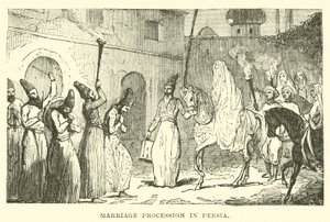 Hochzeitsprozession in Persien von English School