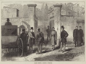 Marskalk Bazaine en fånge i Versailles (gravyr) av English School