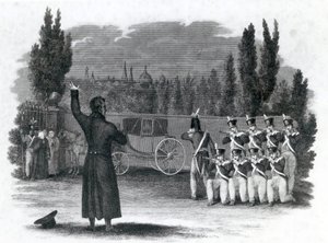 Marskalk Ney sköt sig själv med kommandoordet, publicerat av Thomas Kelly, 1816 av English School