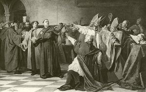 Martin Luther inför konciliet i Worms (gravyr) av English School
