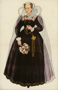 Mary Queen of Scots (färg litho) av English School